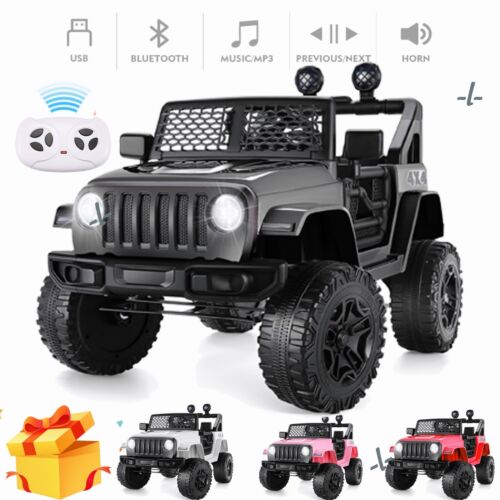Electric Kids Ride On Truck Car with Remote Control, LED Lights, and Music - Perfect Xmas Gift!