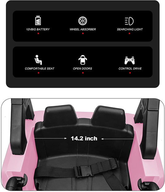 Electric Kids Ride-On Truck with Remote Control and LED Lights - 12V Battery Powered, 1-Seater