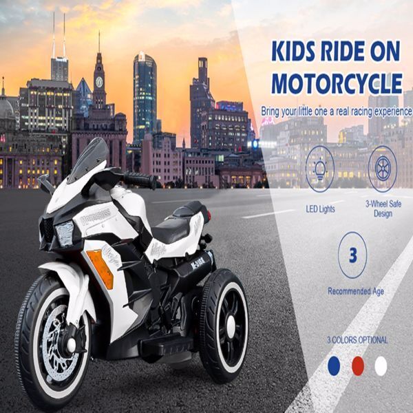 Load image into Gallery viewer, Electric Kids Touring Motorbike with LED Lights - 12V Battery Powered in White
