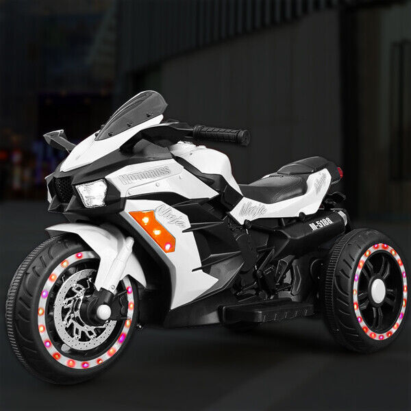Load image into Gallery viewer, Electric Kids Touring Motorbike with LED Lights - 12V Battery Powered in White
