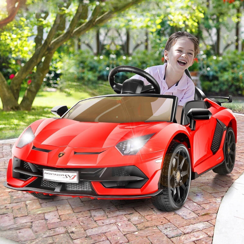 Load image into Gallery viewer, 12V Licensed Lamborghini Car Toy with LED Headlights and Hydraulic Door for an Exciting Ride-On Experience
