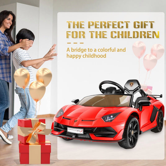 Electric Lamborghini Ride-On Car for Kids with Remote Control, LED Lights, and MP3 Player