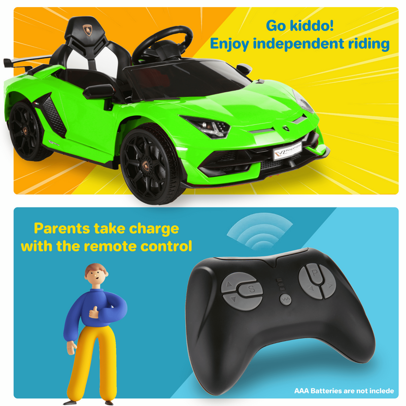 Load image into Gallery viewer, Electric Lamborghini Ride-On Car for Kids with Remote Control, LED Lights, and MP3 Player - 3 Speed Options
