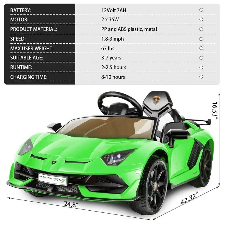 Load image into Gallery viewer, Licensed Lamborghini Electric Ride-On Car for Kids with Remote Control, MP3 and USB Connectivity
