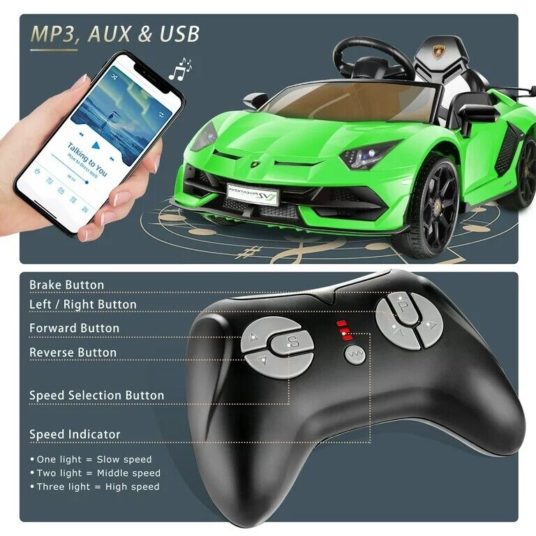 Load image into Gallery viewer, Licensed Lamborghini Electric Ride-On Car for Kids with Remote Control, MP3 and USB Connectivity
