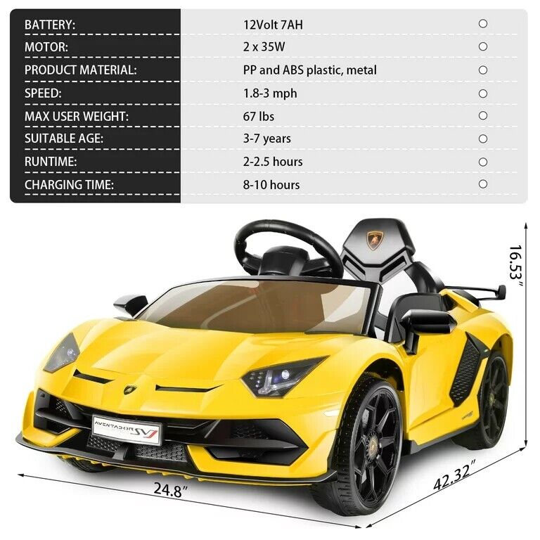 Load image into Gallery viewer, Licensed Lamborghini Electric Ride-On Car for Kids with Remote Control, MP3 and USB Connectivity
