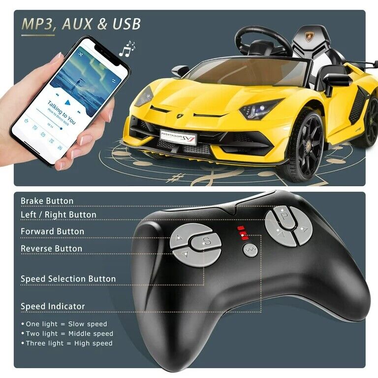 Load image into Gallery viewer, Licensed Lamborghini Electric Ride-On Car for Kids with Remote Control, MP3 and USB Connectivity
