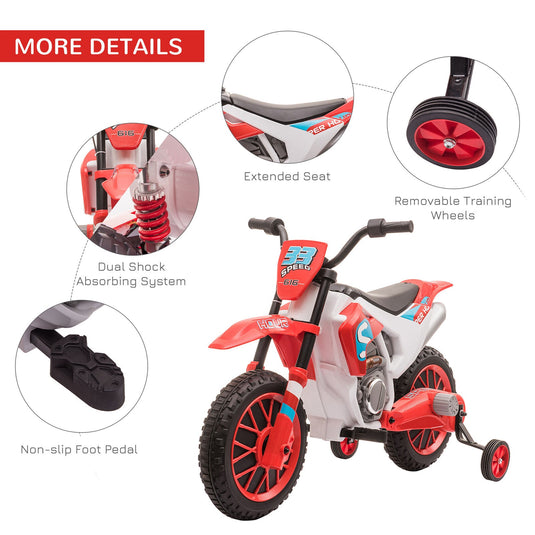 Electric Off-Road Dirt Bike for Kids with Training Wheels - 12V Ride-On Motorcycle Toy