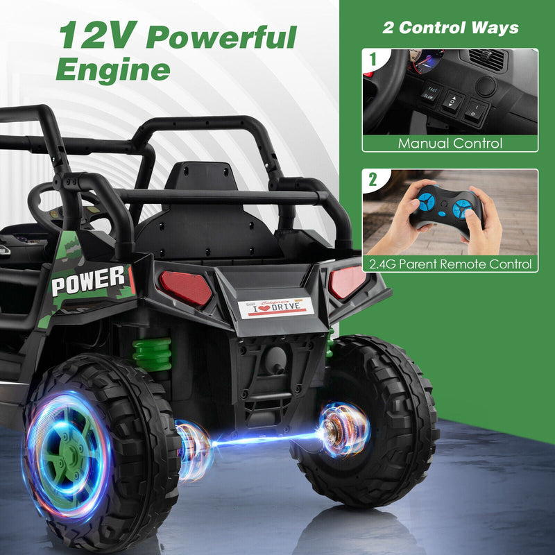 Load image into Gallery viewer, Electric Off-Road UTV Ride-On Truck for Kids with Remote Control, LED Lights, and Music - Green
