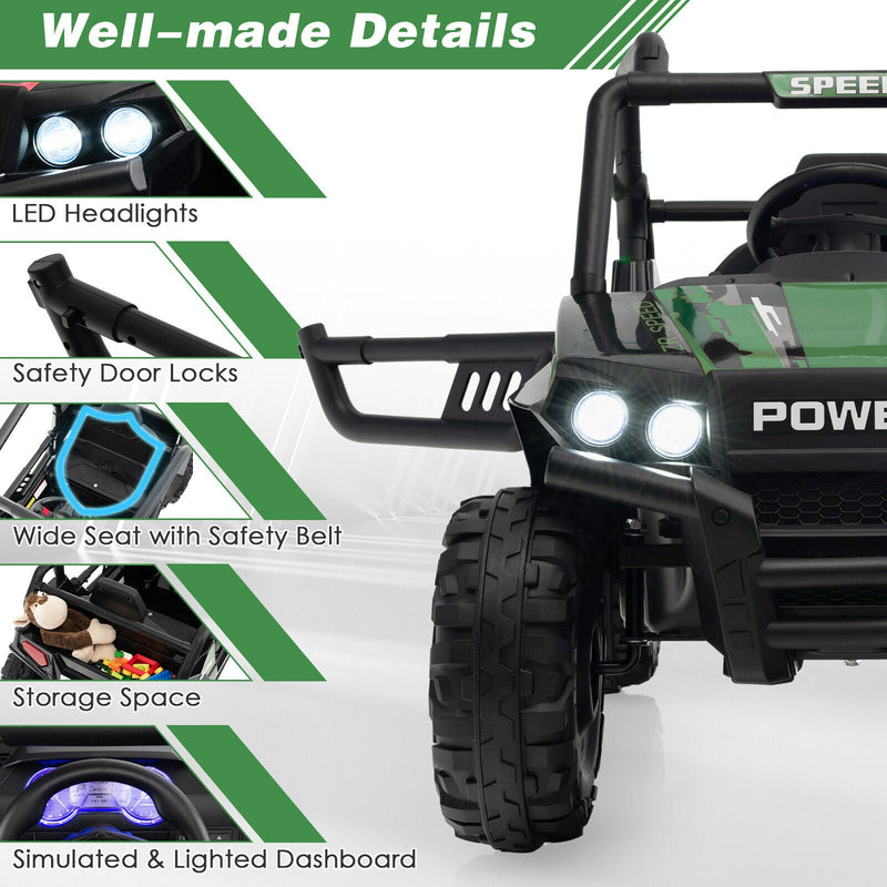 Load image into Gallery viewer, Electric Off-Road UTV Ride-On Truck for Kids with Remote Control, LED Lights, and Music - Green
