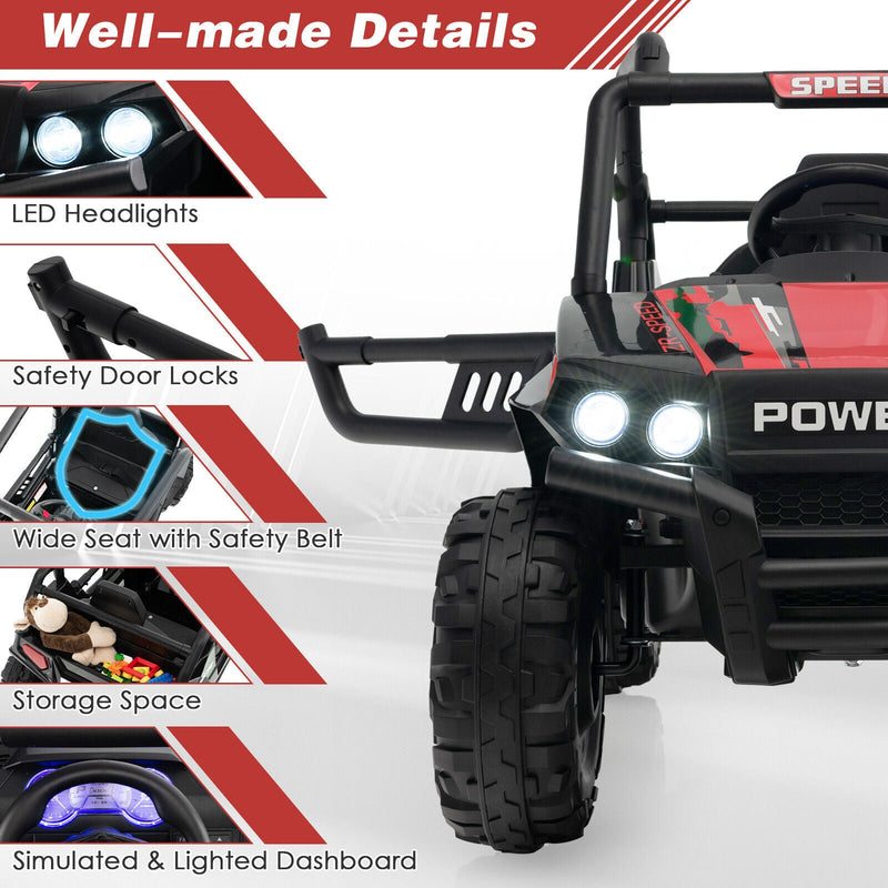 Load image into Gallery viewer, Electric Off-Road UTV Ride-On Truck for Kids with Remote Control, LED Lights, and Music - Red
