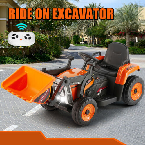 Load image into Gallery viewer, Electric Orange Ride-On Excavator Truck with Music, Lights, and Remote Control - 12V, 3 Speeds
