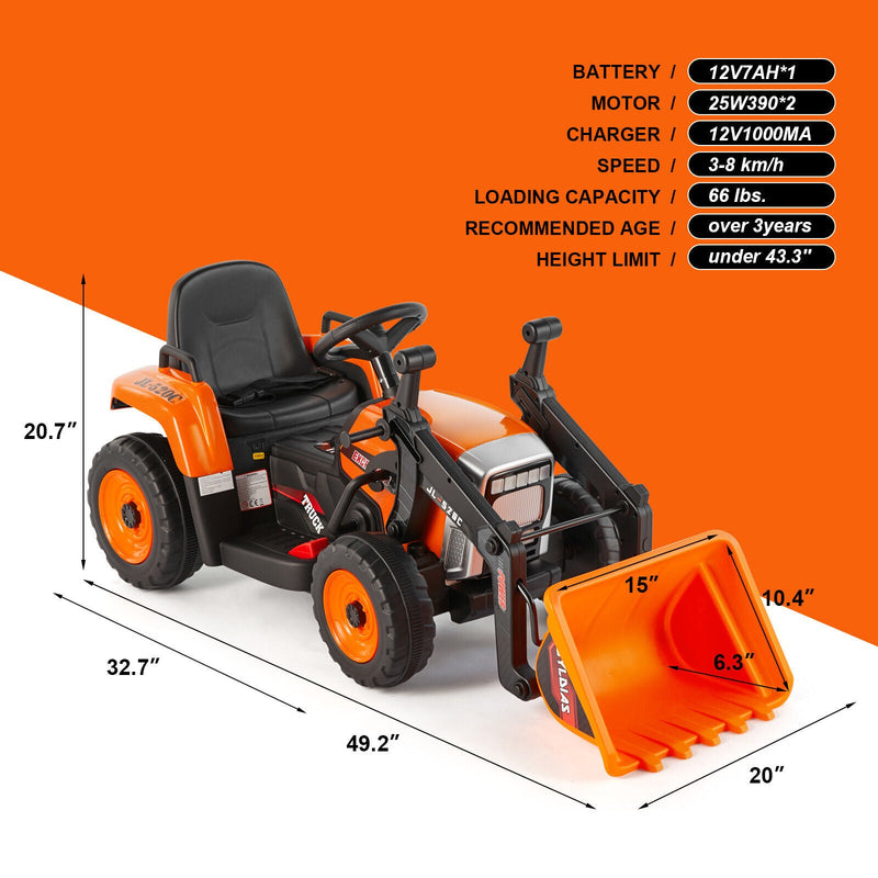 Load image into Gallery viewer, Electric Orange Ride-On Excavator Truck with Music, Lights, and Remote Control - 12V, 3 Speeds
