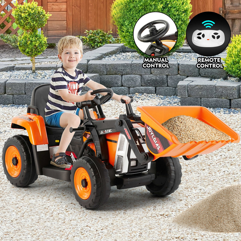 Load image into Gallery viewer, Electric Orange Ride-On Excavator Truck with Music, Lights, and Remote Control - 12V, 3 Speeds
