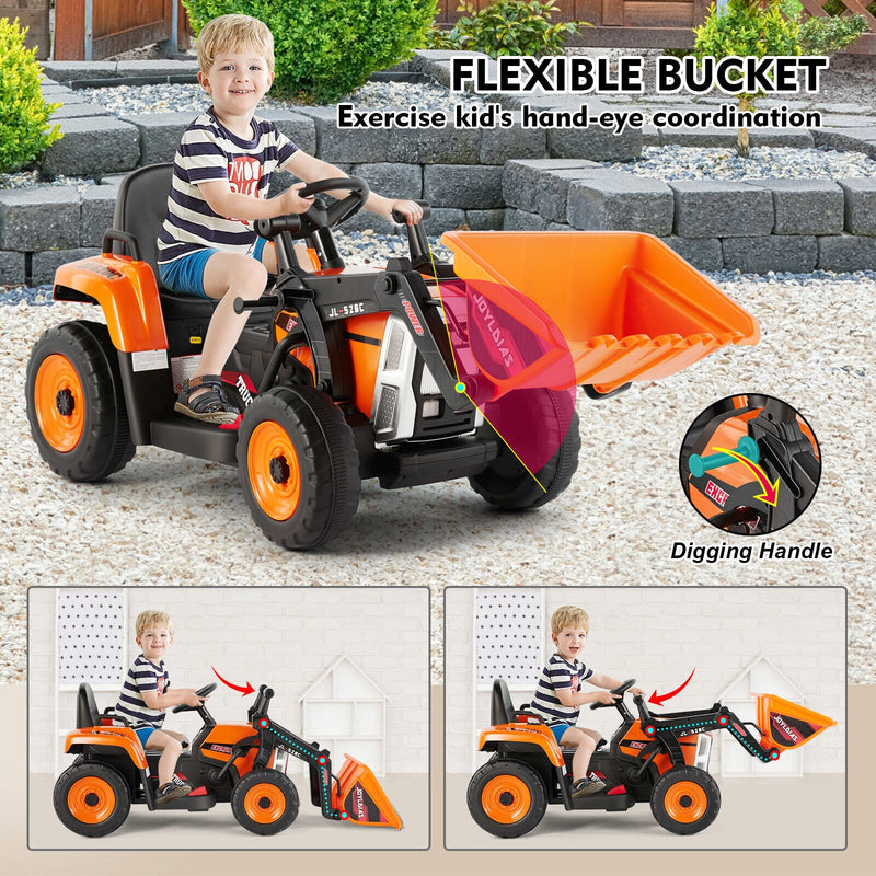 Load image into Gallery viewer, Electric Orange Ride-On Excavator Truck with Music, Lights, and Remote Control - 12V, 3 Speeds
