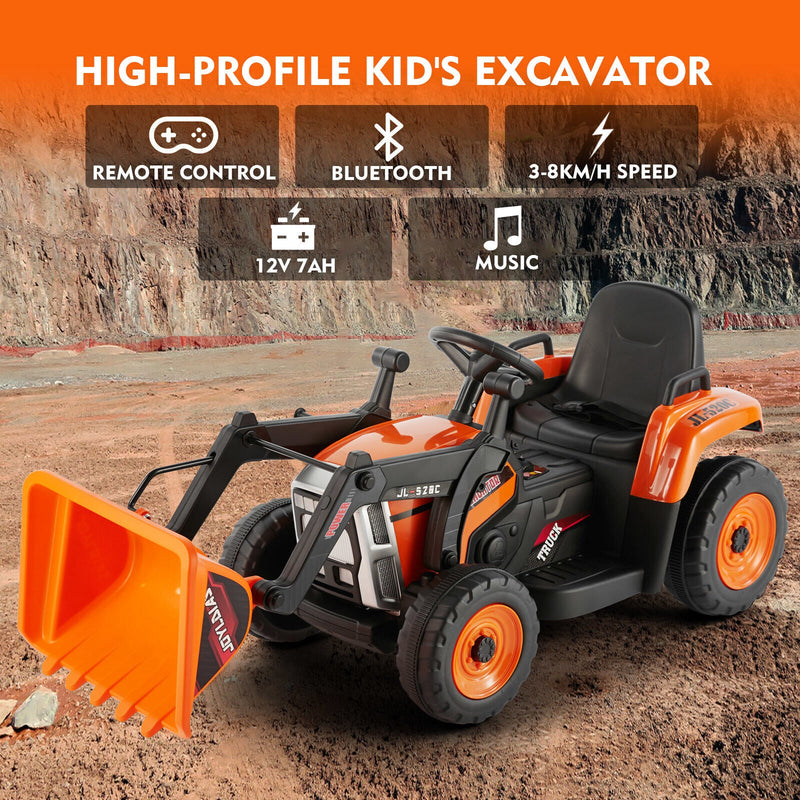 Load image into Gallery viewer, Electric Orange Ride-On Excavator Truck with Music, Lights, and Remote Control - 12V, 3 Speeds
