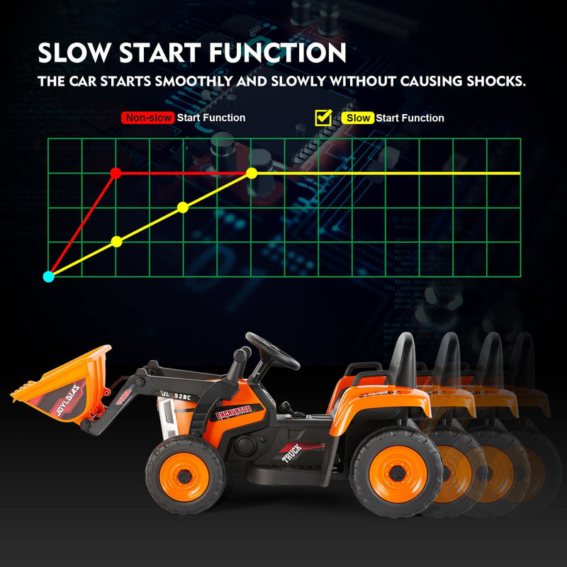 Load image into Gallery viewer, Electric Orange Ride-On Excavator Truck with Music, Lights, and Remote Control - 12V, 3 Speeds
