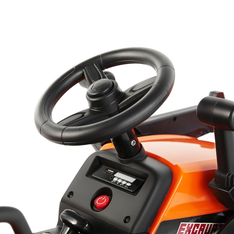 Load image into Gallery viewer, Electric Orange Ride-On Excavator Truck with Music, Lights, and Remote Control - 12V, 3 Speeds
