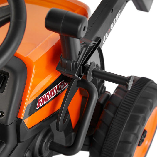 Electric Orange Ride-On Excavator Truck with Music, Lights, and Remote Control - 12V, 3 Speeds