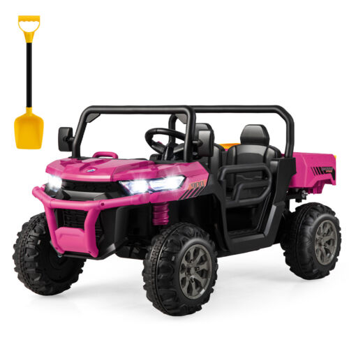 Load image into Gallery viewer, Electric Pink 2 Seater UTV Dump Truck with Remote Control and Functional Dump Bed
