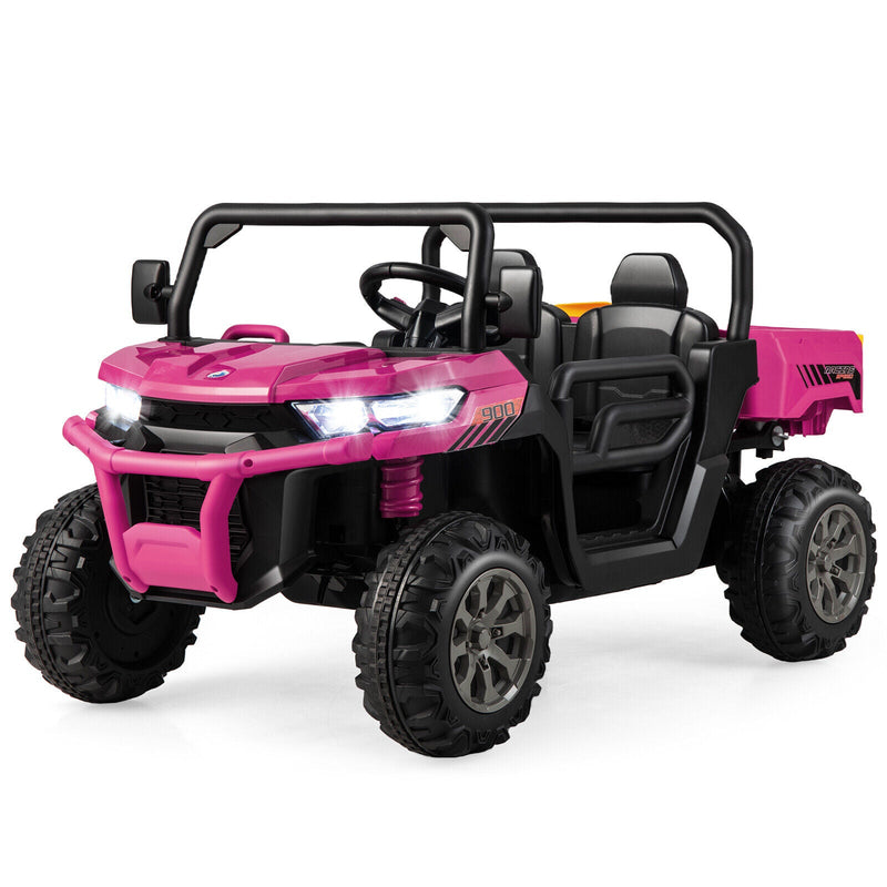 Load image into Gallery viewer, Electric Pink 2 Seater UTV Dump Truck with Remote Control and Functional Dump Bed
