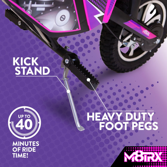 Electric Pink Dirt Bike for Kids - 24V Rechargeable Battery Powered Motorcycle Toy