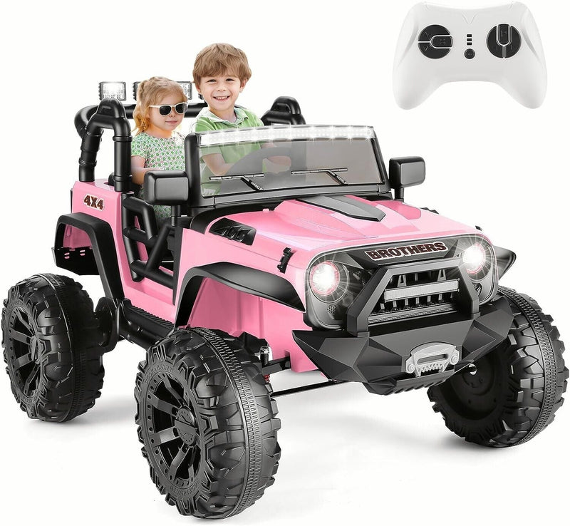 Load image into Gallery viewer, Electric Pink Ride-On Car for Kids with 2x200W Motors, Spring Suspension, and Remote Control
