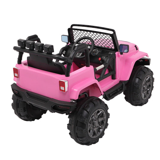 Electric Pink Ride-On Car for Kids with Remote Control and LED Lights
