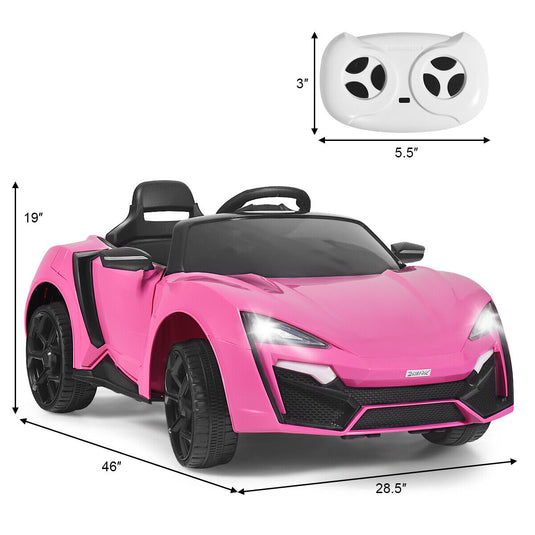 Electric Pink Ride-On Car for Kids with Remote Control, Lights, MP3 Player, and Openable Doors