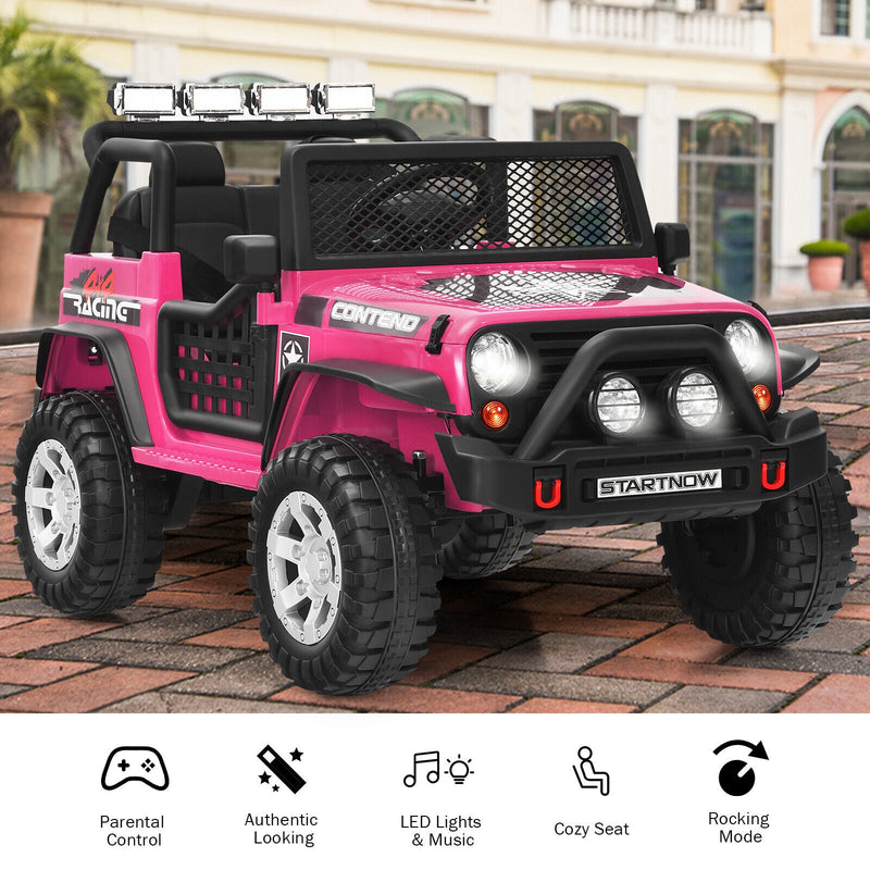 Load image into Gallery viewer, Electric Pink Ride On Truck for Kids with Remote Control &amp; Lights - 12V
