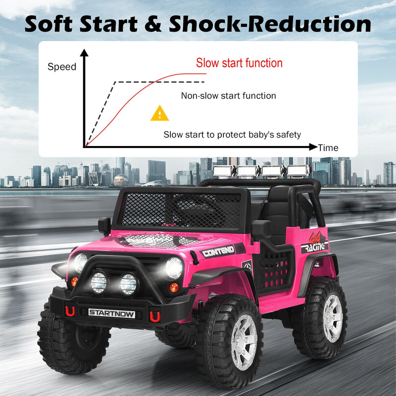 Load image into Gallery viewer, Electric Pink Ride On Truck for Kids with Remote Control &amp; Lights - 12V
