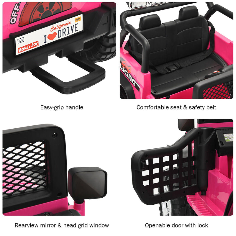 Load image into Gallery viewer, Electric Pink Ride-On Truck for Kids with Remote Control and Lights - 12V
