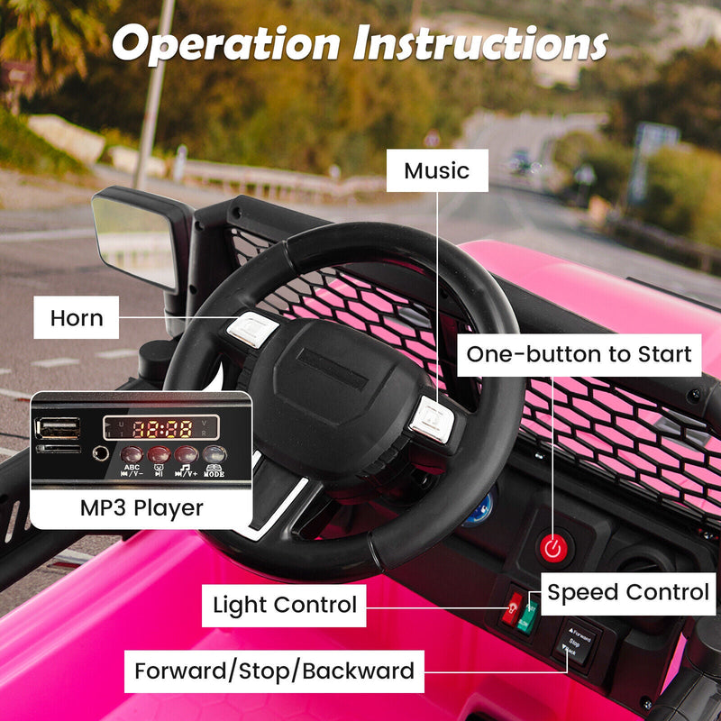 Load image into Gallery viewer, Electric Pink Ride-On Truck for Kids with Remote Control, Music, and Lights
