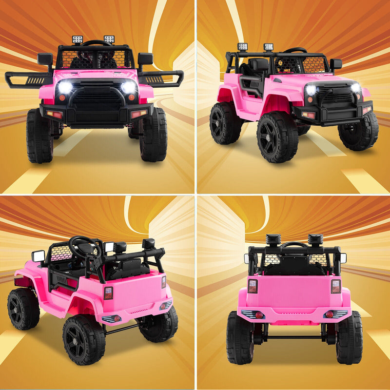 Load image into Gallery viewer, Electric Pink Ride-On Truck for Kids with Remote Control, Music, and Lights

