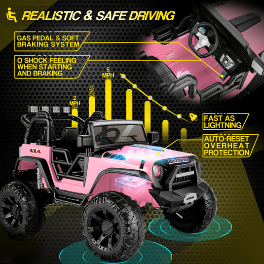 2-Seater Pink Electric Ride-On Truck for Kids with Remote Control - 24V, 2*200W Power