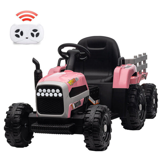 Electric Pink Tractor and Trailer Ride-On Toy for Toddlers - Perfect for Little Farmers!