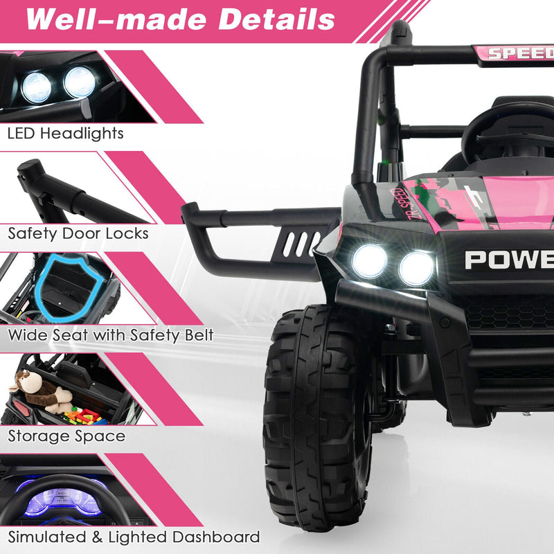 Load image into Gallery viewer, Electric Pink UTV Ride-On Truck for Kids with Remote Control, LED Lights, and Music
