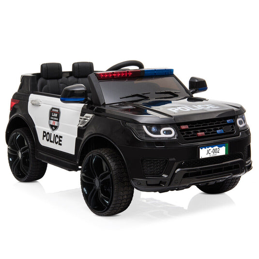 Electric Police Car for Kids with Remote Control, Flashing Lights, Music, and Horn - 12V