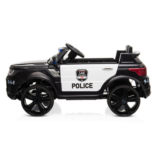 Electric Police Car for Kids with Remote Control, Flashing Lights, Music, and Horn - 12V