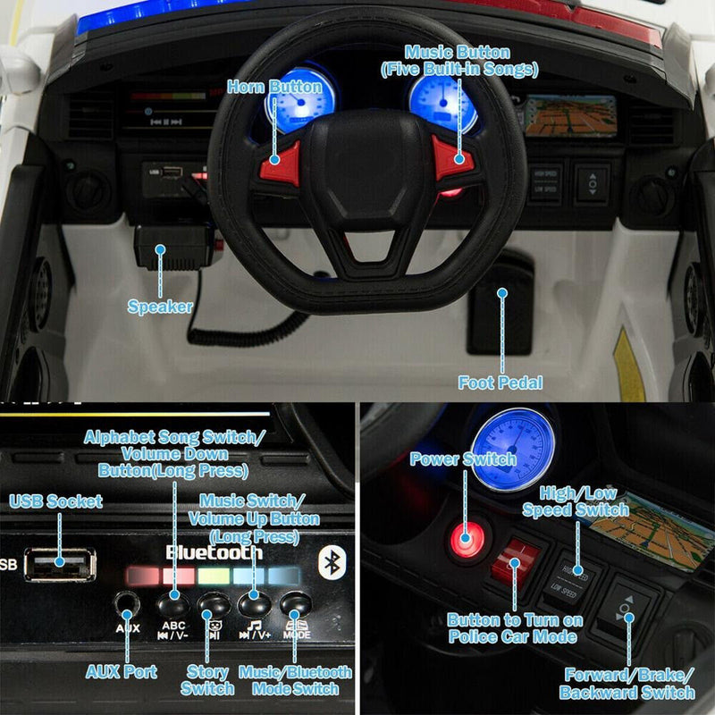 Load image into Gallery viewer, Electric Police Car Ride-On for Kids with Remote Control and LED Siren
