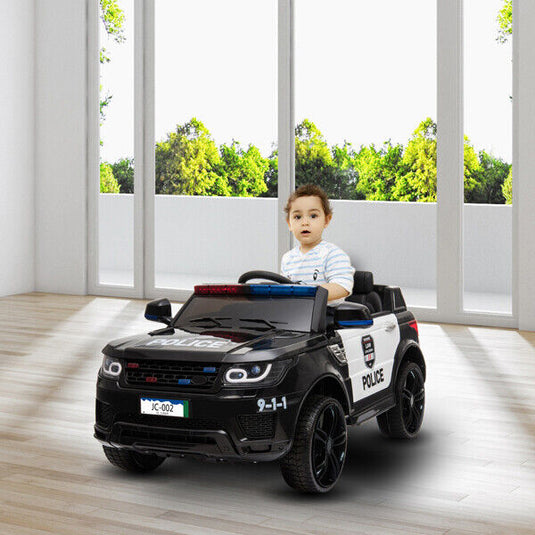 Electric Police Ride-On Car for Kids with 3 Speeds, Remote Control, and Alarm Light