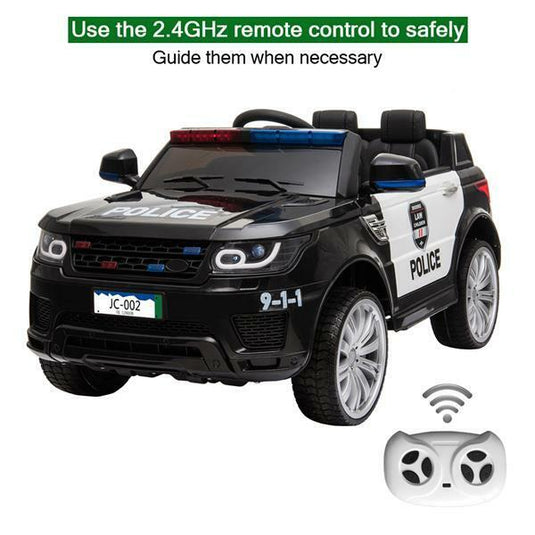 Electric Police SUV Ride-On Toy Car for Kids with 2 Speeds, Lights, Music, and Siren