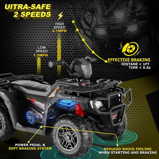 Electric Ride-On ATV Car for Kids Ages 2-9 with Music and 4-Wheel Drive