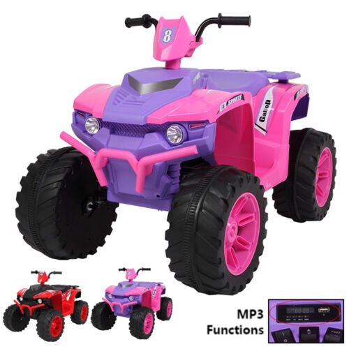 Electric Quad Car Toy for Kids with LED Headlights and Horn - 12V Ride-On ATV 4 Wheeler