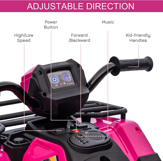 12V Battery Powered Kids Quad ATV Toy with LED Headlights