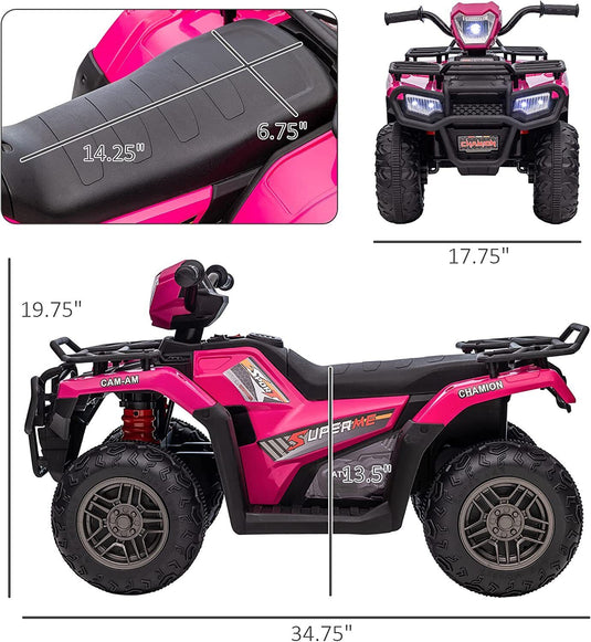 12V Battery Powered Kids Quad ATV Toy with LED Headlights