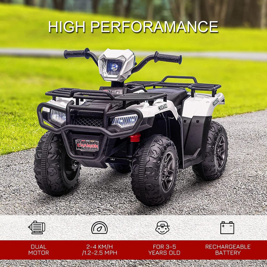 12V Battery Powered Kids Quad ATV Toy with LED Headlights