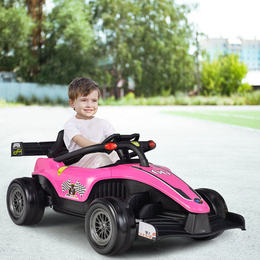 Electric Racing Truck for Kids with 2 Speeds, Remote Control, MP3, and Lights - Pink
