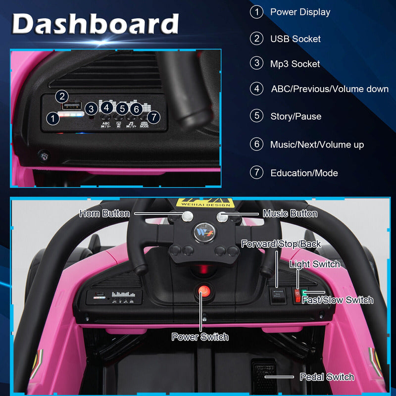 Load image into Gallery viewer, Electric Racing Truck for Kids with 2 Speeds, Remote Control, MP3, and Lights - Pink
