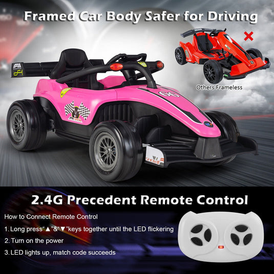 Electric Racing Truck for Kids with Remote Control, MP3 Player, and Lights - Pink (12V)